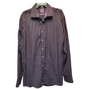English Laundry Men's Purple Striped Dress Shirt - Size 17.5